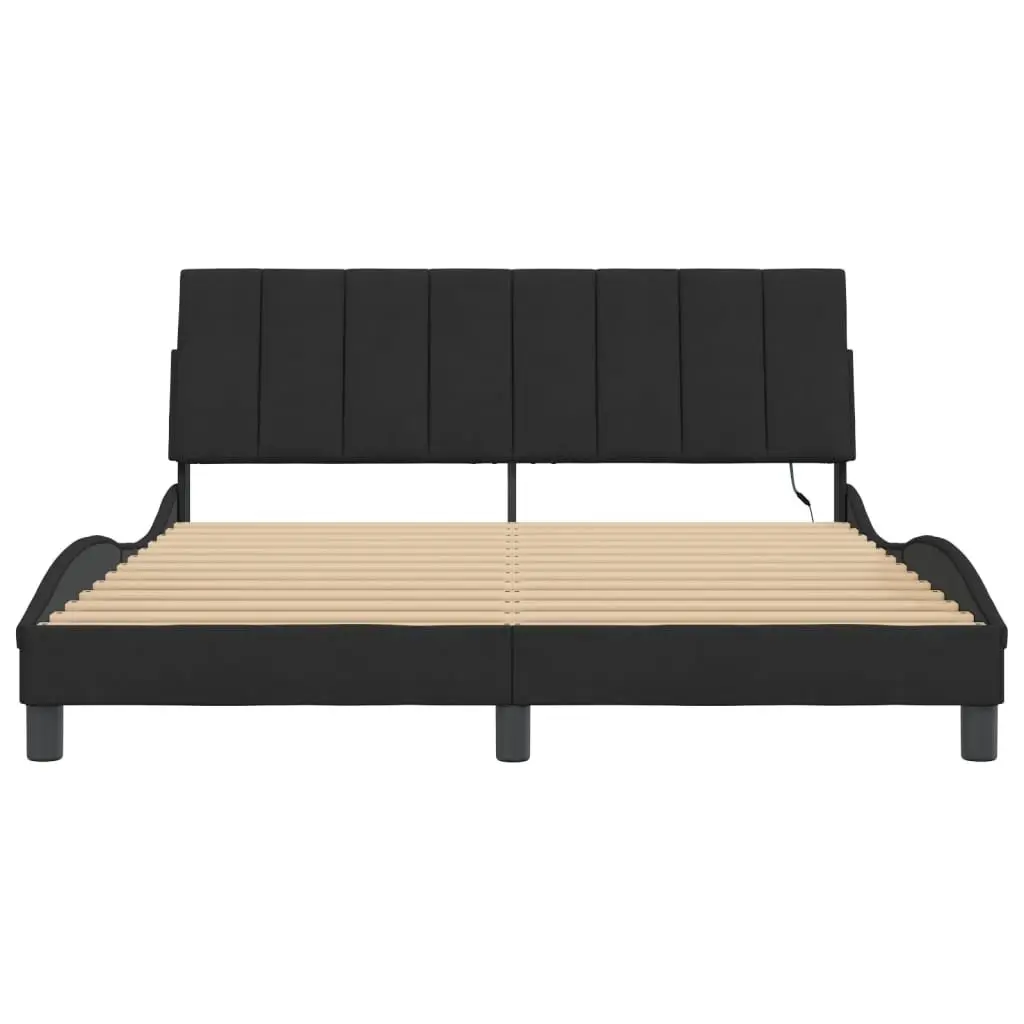 Queen Bed Frame with LED Lights in Black Velvet 152x203 cm