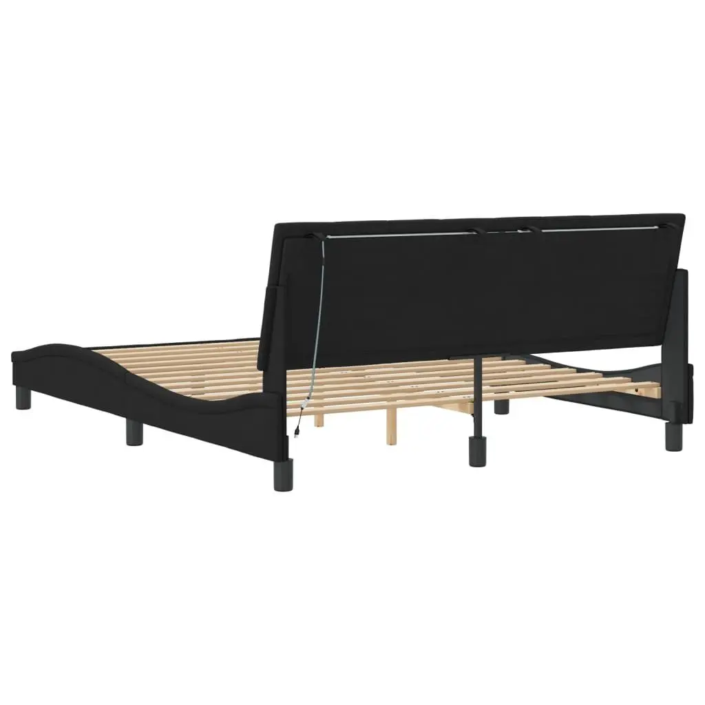 Queen Bed Frame with LED Lights in Black Velvet 152x203 cm