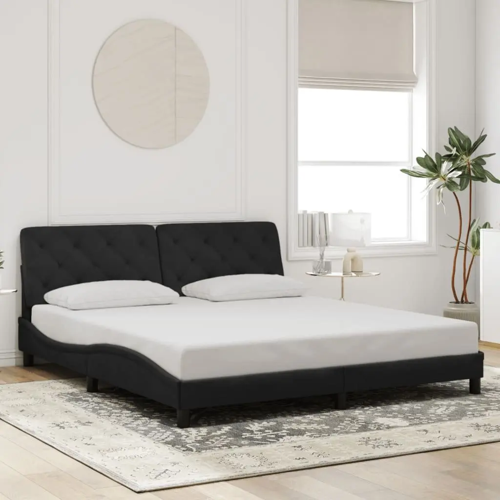 Bed Frame with LED Lights Black Velvet 180x200 cm Slatted Base Headboard