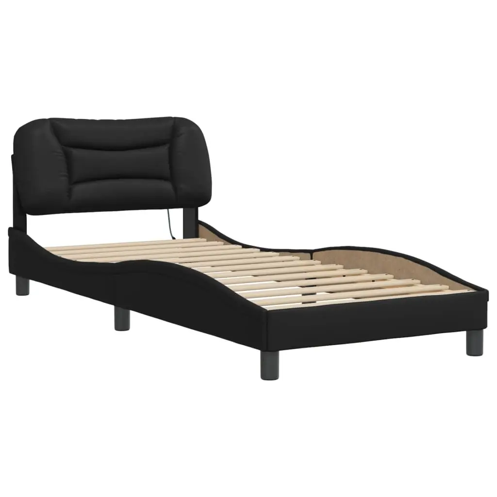 Black Bed Frame with LED Lights 90x190 cm