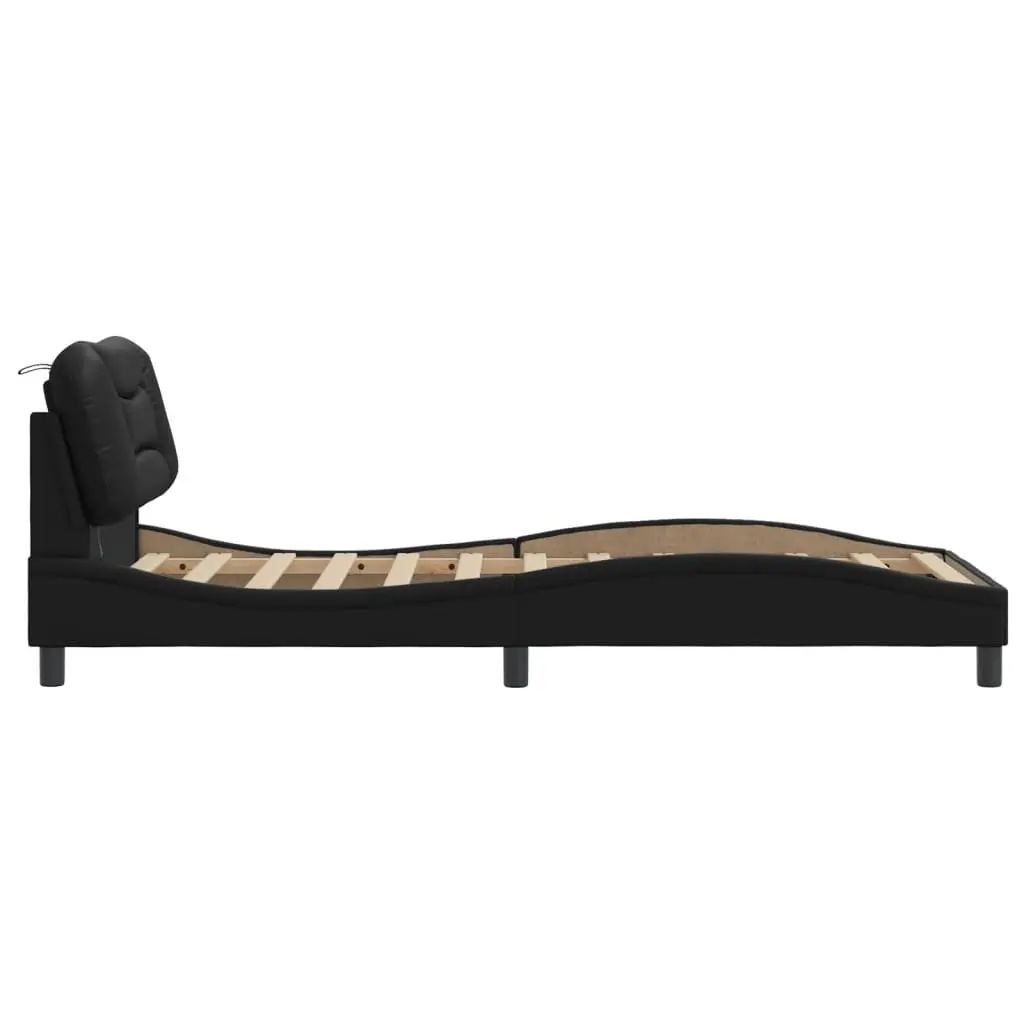 Black Bed Frame with LED Lights 90x190 cm