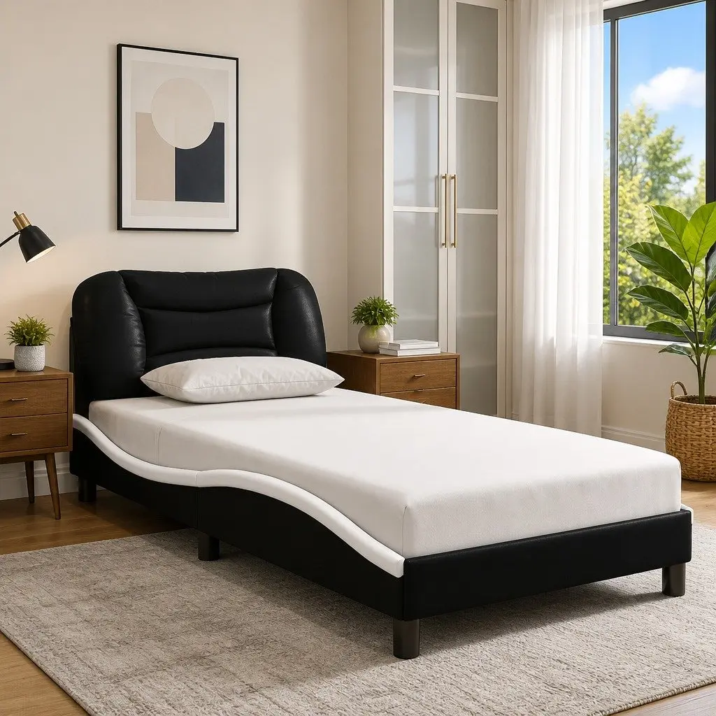 Bed Frame with LED Lights and Headboard