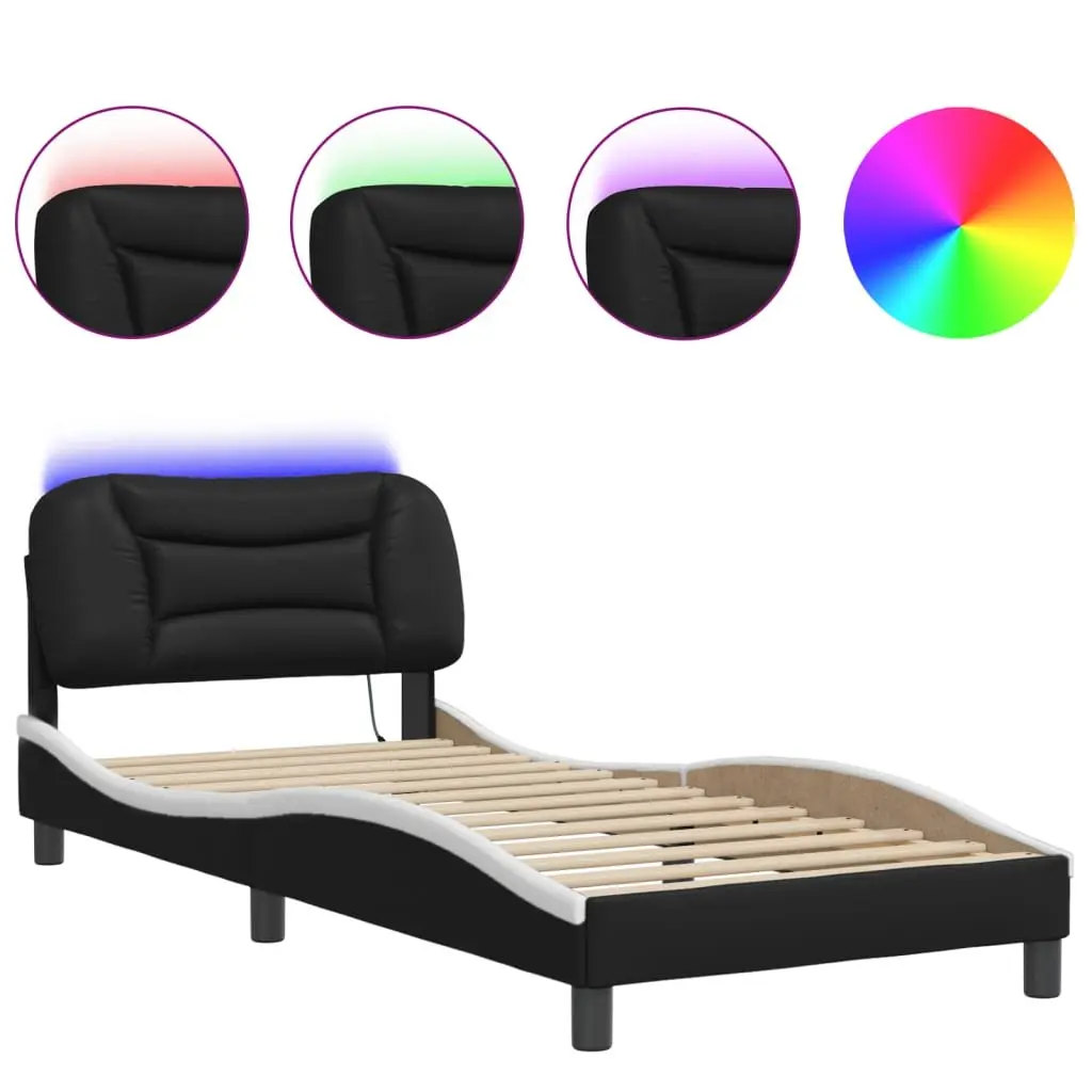 Bed Frame with LED Lights and Headboard