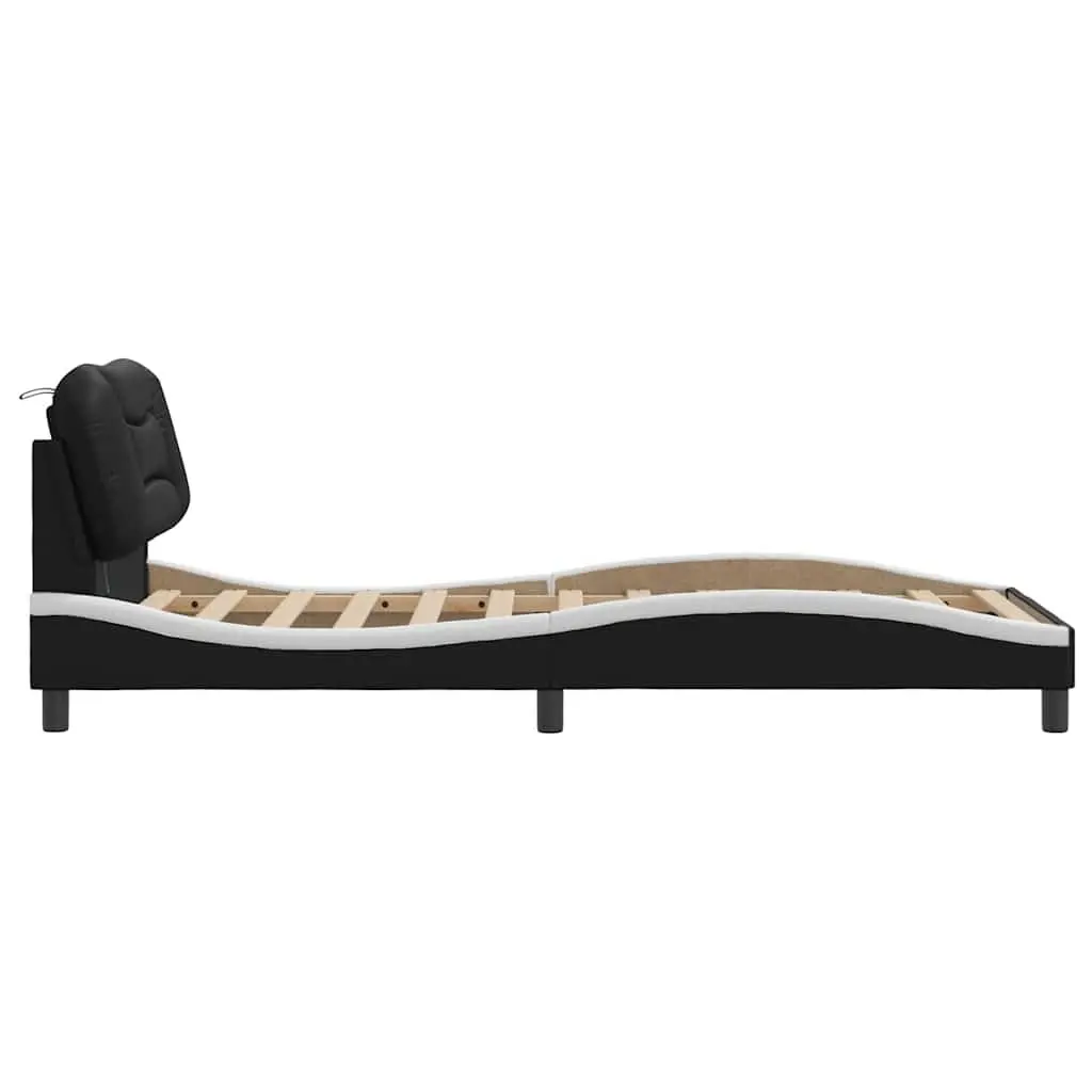 Bed Frame with LED Lights and Headboard