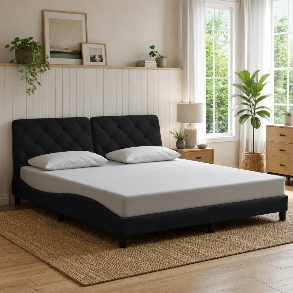Bed Frame with LED Lights Black Velvet 180x200 cm Slatted Base
