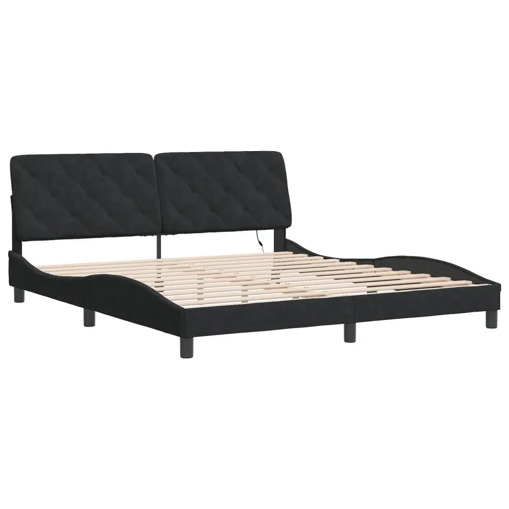 Bed Frame with LED Lights Black Velvet 180x200 cm Slatted Base