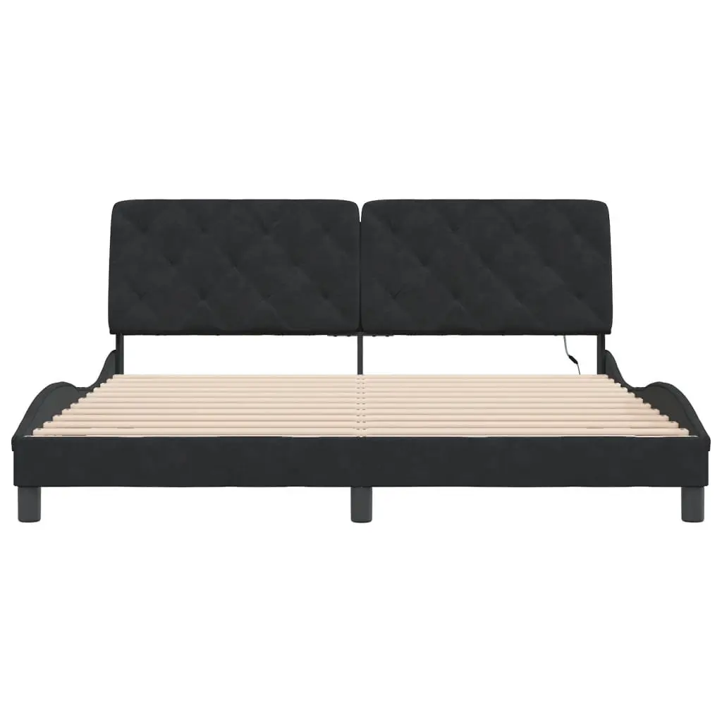 Bed Frame with LED Lights Black Velvet 180x200 cm Slatted Base