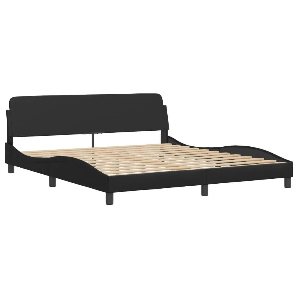 Bed Frame with LED Lights Faux Leather Headboard Pillow 180x200 cm