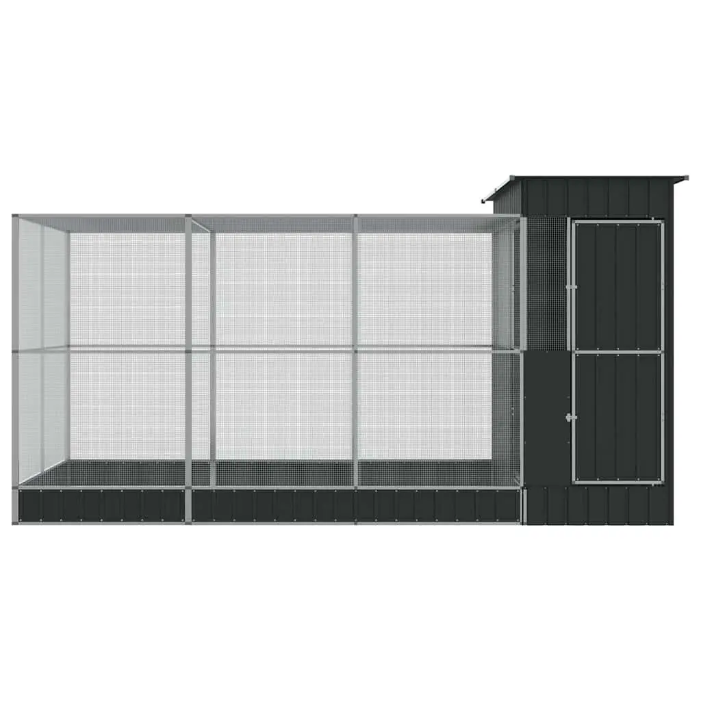 Aviary with Extension Steel Mesh Silver 416x203x216 cm Outdoor Bird Cage
