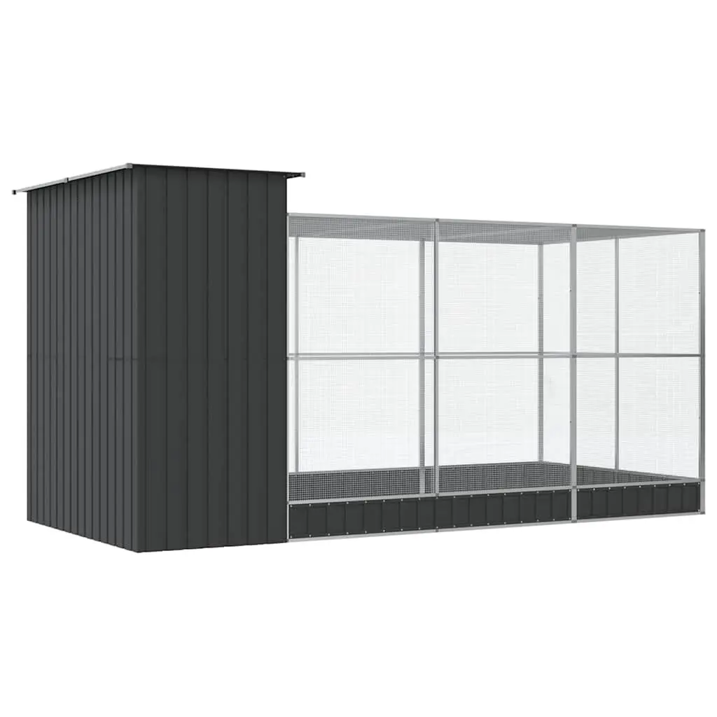 Aviary with Extension Steel Mesh Silver 416x203x216 cm Outdoor Bird Cage