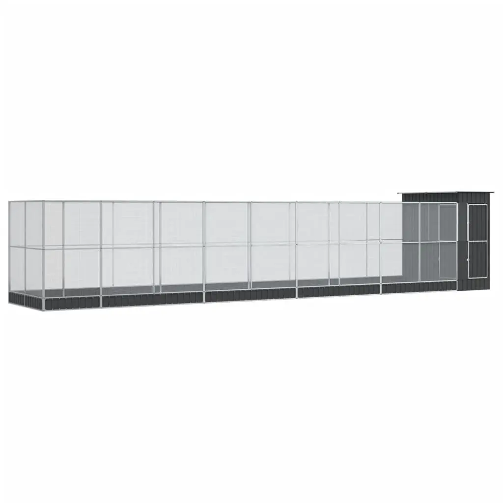Large Bird Aviary Outdoor Galvanised Steel Mesh Cage with Extension 1037 x 203 x 216 cm