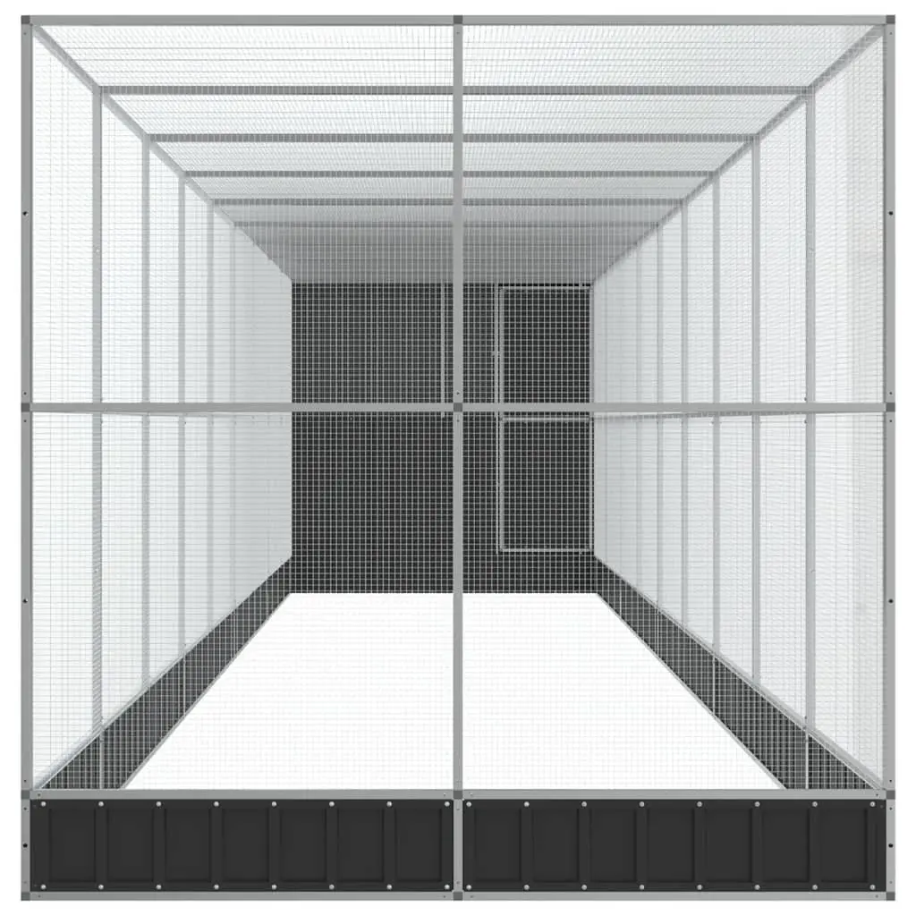 Large Bird Aviary Outdoor Galvanised Steel Mesh Cage with Extension 1037 x 203 x 216 cm