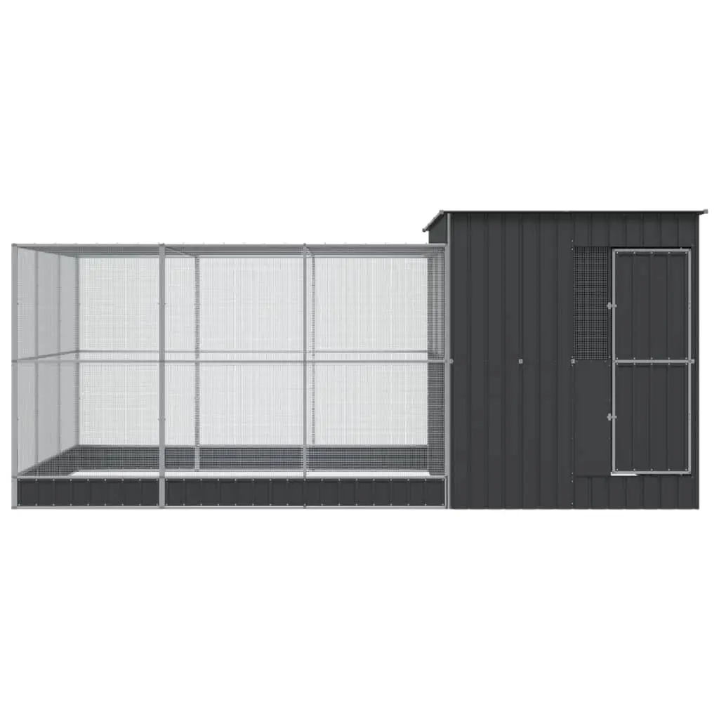 Aviary with Extension Steel Frame Silver 497x303x216 cm Bird Cage Outdoor