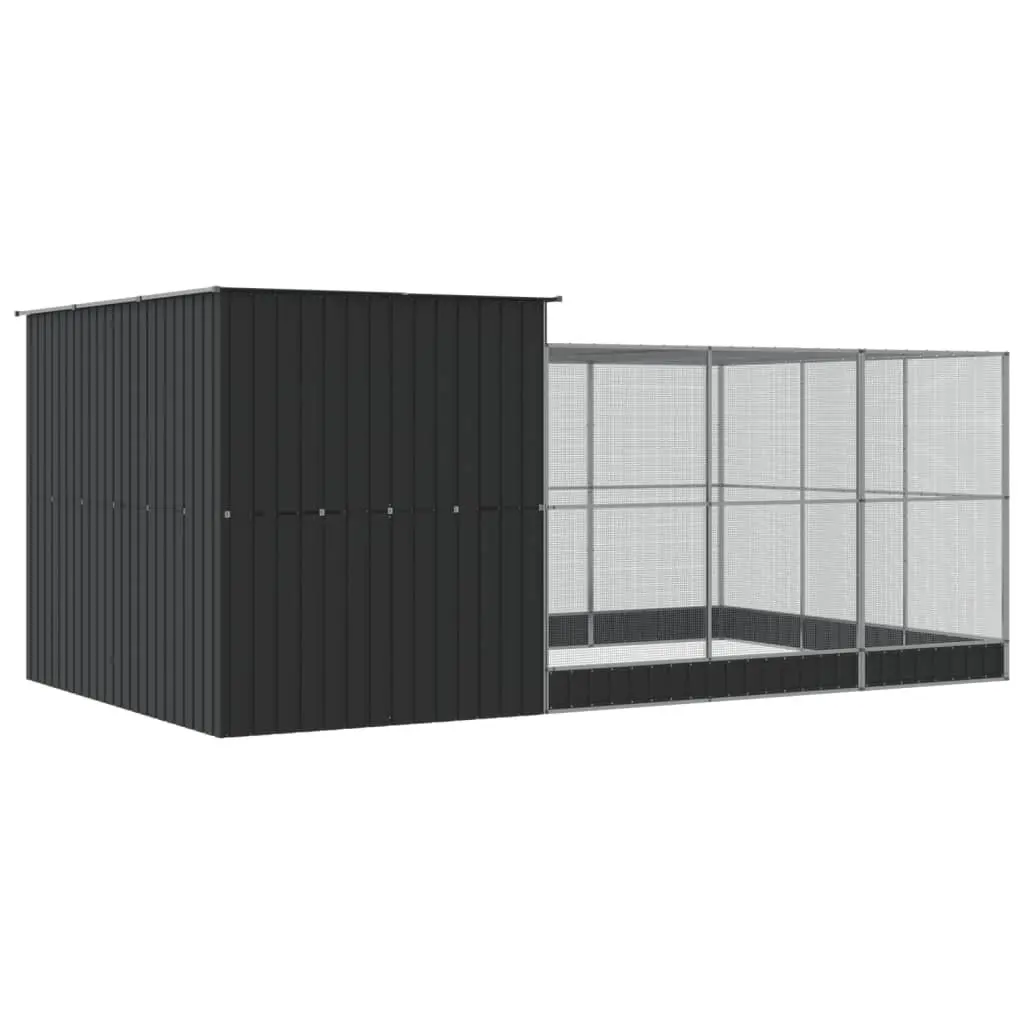 Aviary with Extension Steel Frame Silver 497x303x216 cm Bird Cage Outdoor