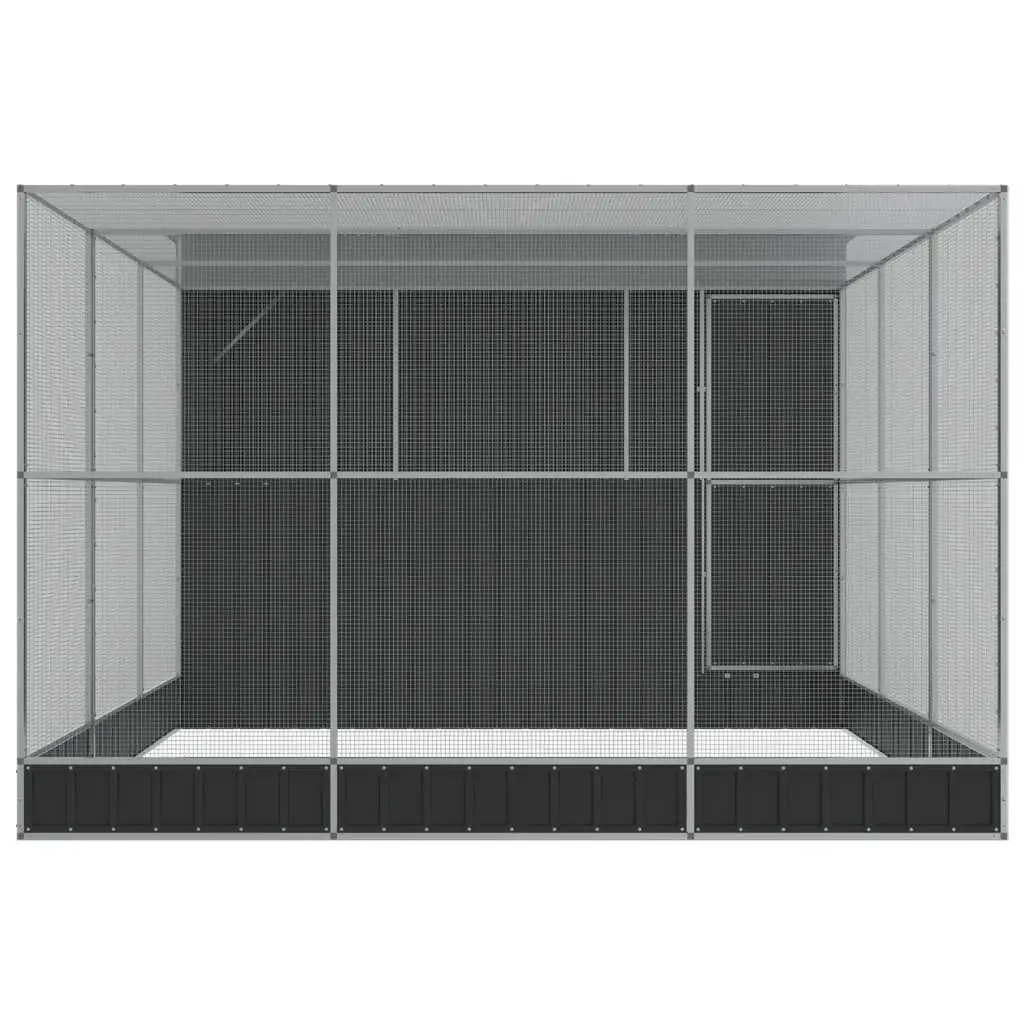 Aviary with Extension Steel Frame Silver 497x303x216 cm Bird Cage Outdoor