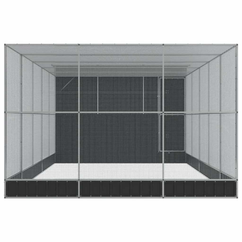 Large Bird Aviary Silver Steel Mesh Cage with Extension 704 x 303 x 216 cm