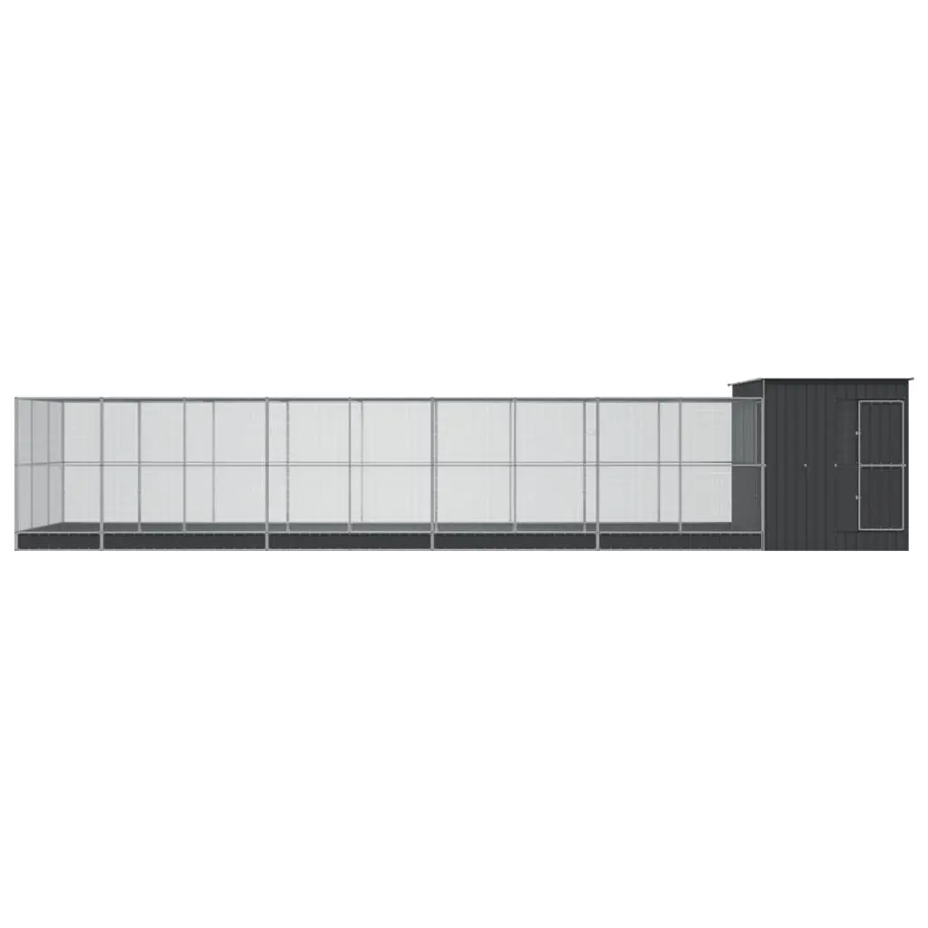 Large Steel Aviary with Extension Galvanised Bird Cage Outdoor Enclosure 1118cm