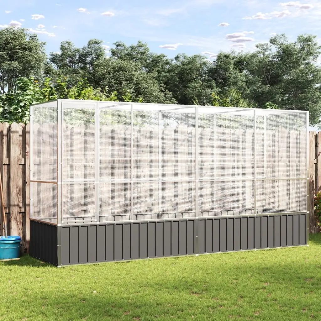 Bird Aviary with Extension Galvanised Steel Mesh Large Outdoor 4185 x 107 x 212 cm