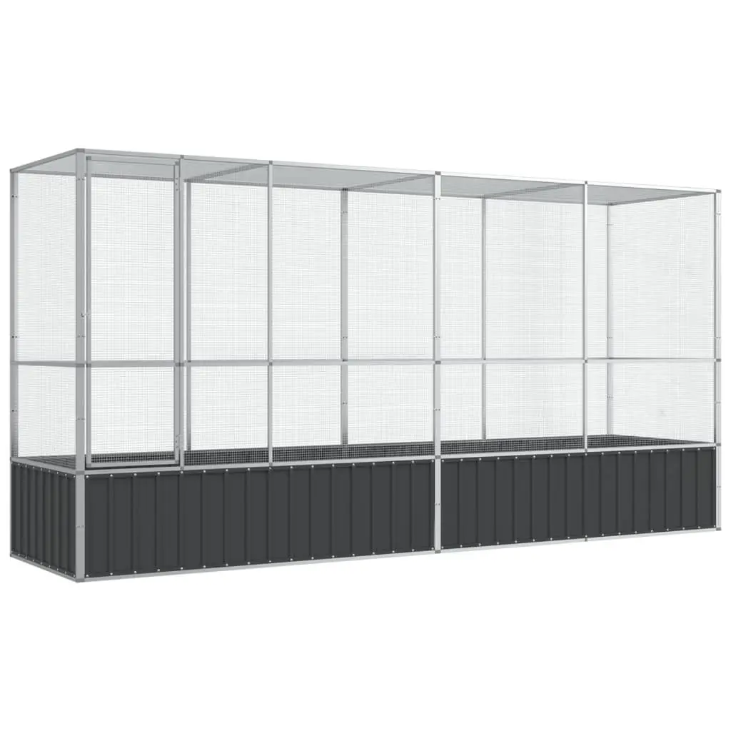 Bird Aviary with Extension Galvanised Steel Mesh Large Outdoor 4185 x 107 x 212 cm