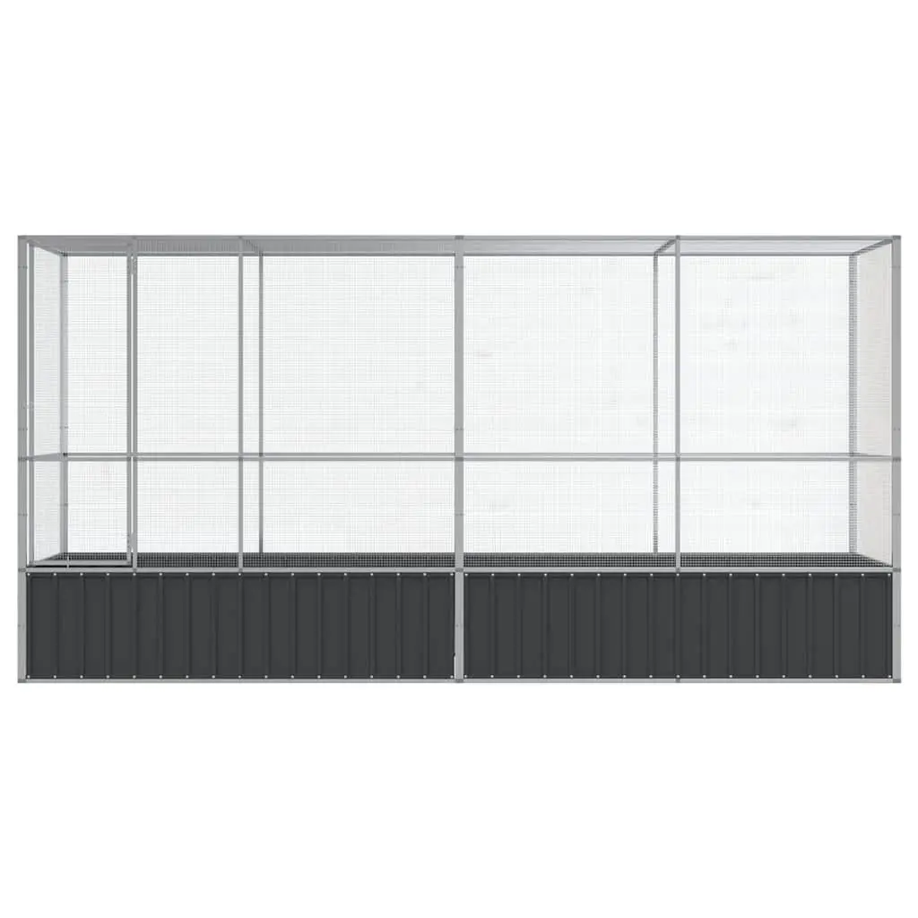 Bird Aviary with Extension Galvanised Steel Mesh Large Outdoor 4185 x 107 x 212 cm