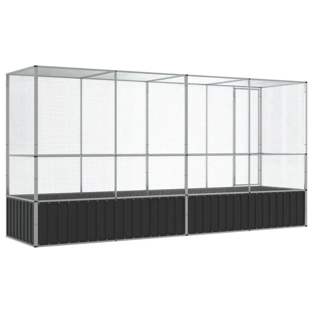 Bird Aviary with Extension Galvanised Steel Mesh Large Outdoor 4185 x 107 x 212 cm