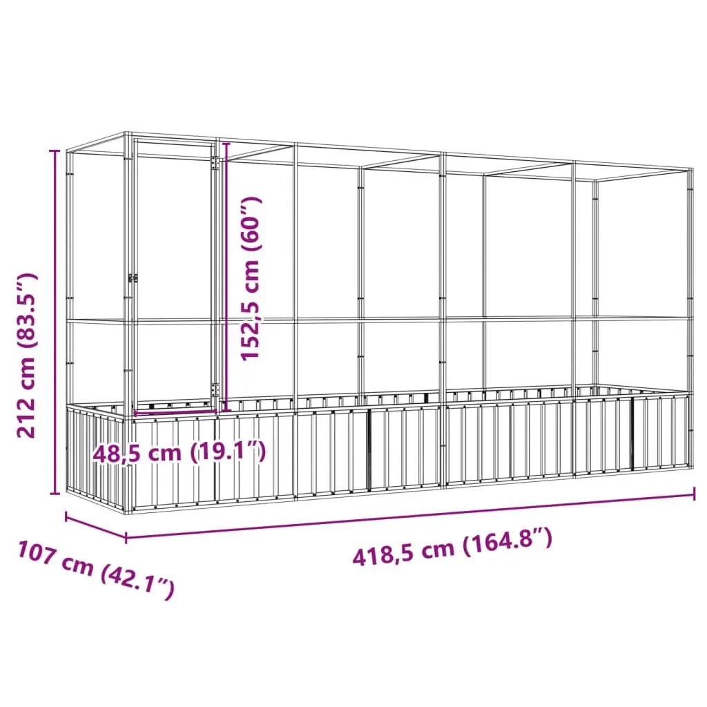 Bird Aviary with Extension Galvanised Steel Mesh Large Outdoor 4185 x 107 x 212 cm