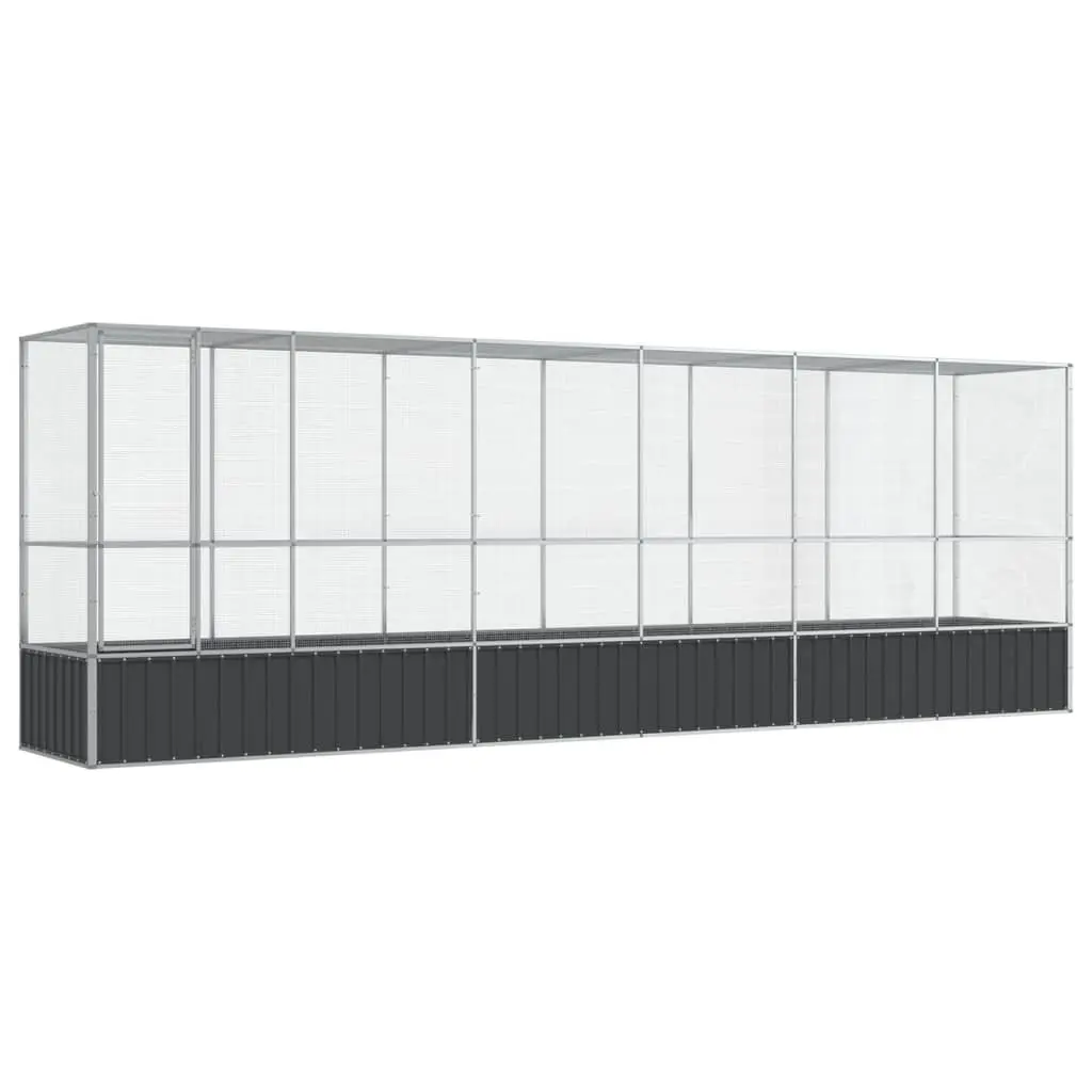 Bird Aviary with Extension Large Outdoor Flight Cage Steel Mesh Enclosure Silver
