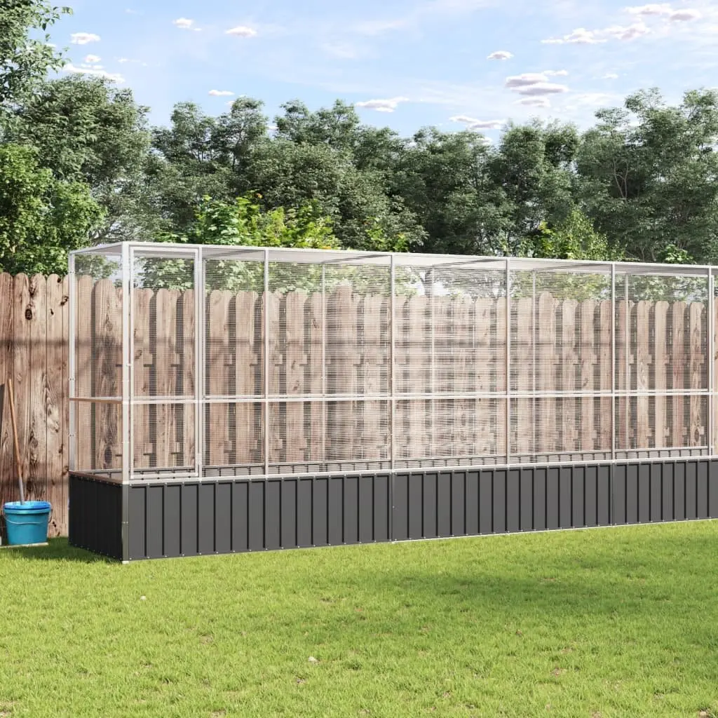 Large Bird Aviary Silver Steel Mesh Cage Outdoor Enclosure with Extension 1250.5 x 107 x 212 cm