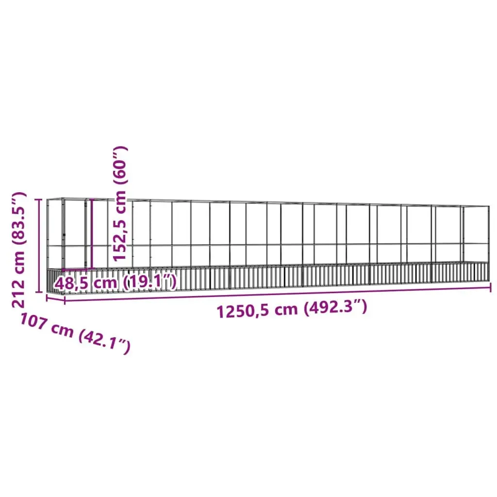 Large Bird Aviary Silver Steel Mesh Cage Outdoor Enclosure with Extension 1250.5 x 107 x 212 cm