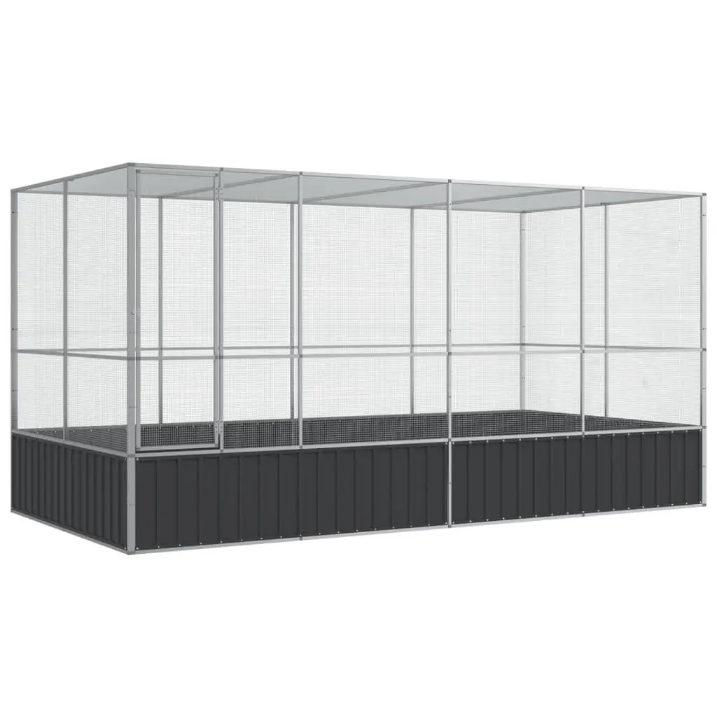 Large Bird Aviary Silver Steel Mesh Cage Outdoor Flight Enclosure 418 x 207 x 212 cm