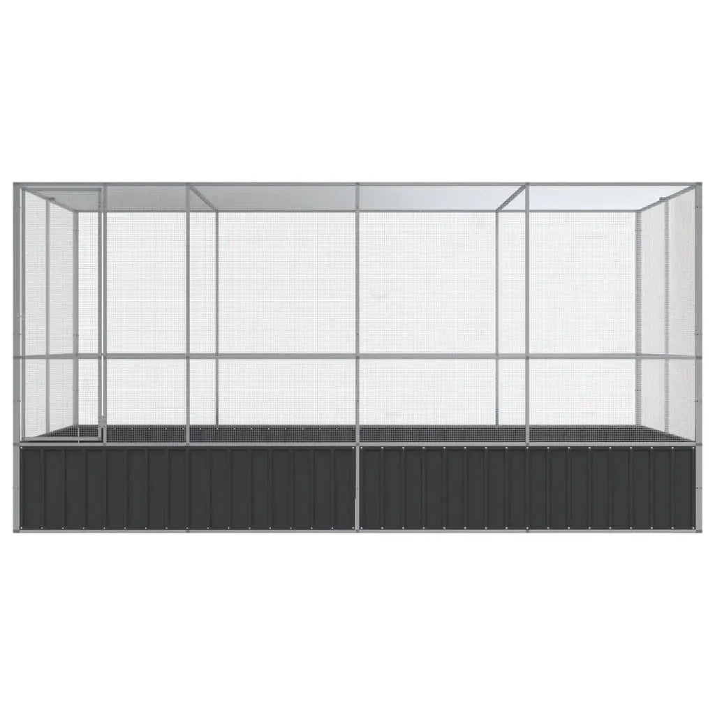 Large Bird Aviary Silver Steel Mesh Cage Outdoor Flight Enclosure 418 x 207 x 212 cm