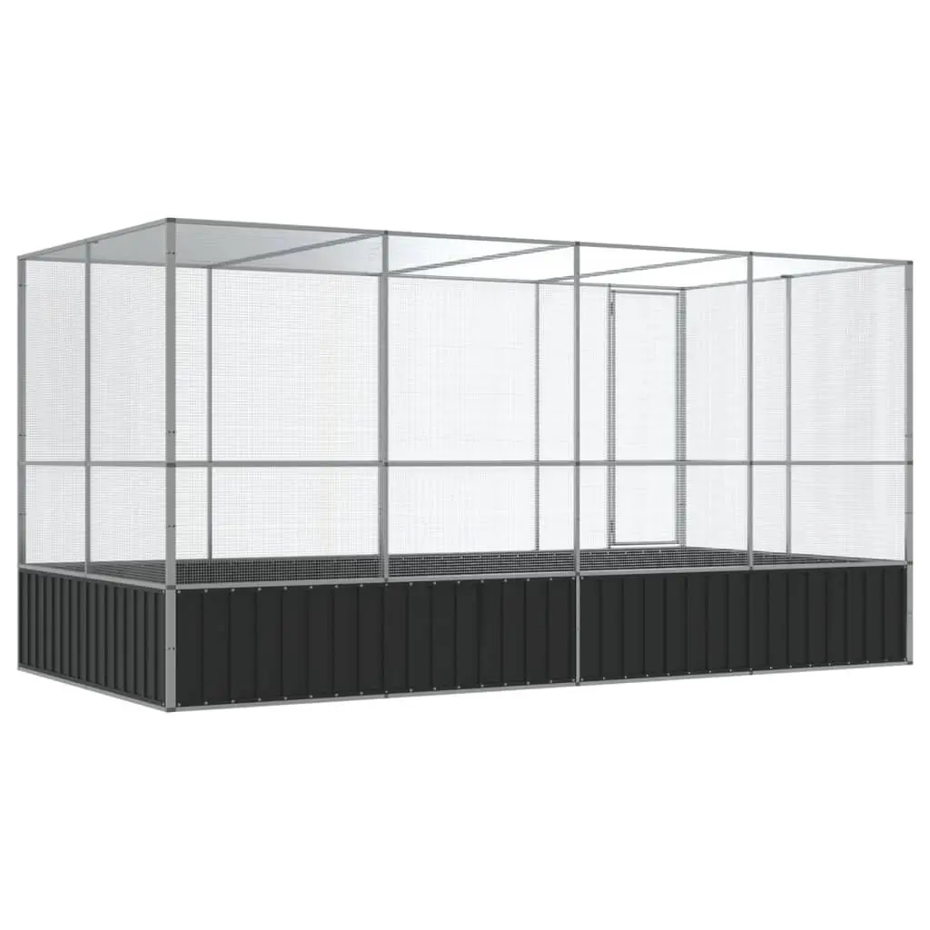 Large Bird Aviary Silver Steel Mesh Cage Outdoor Flight Enclosure 418 x 207 x 212 cm