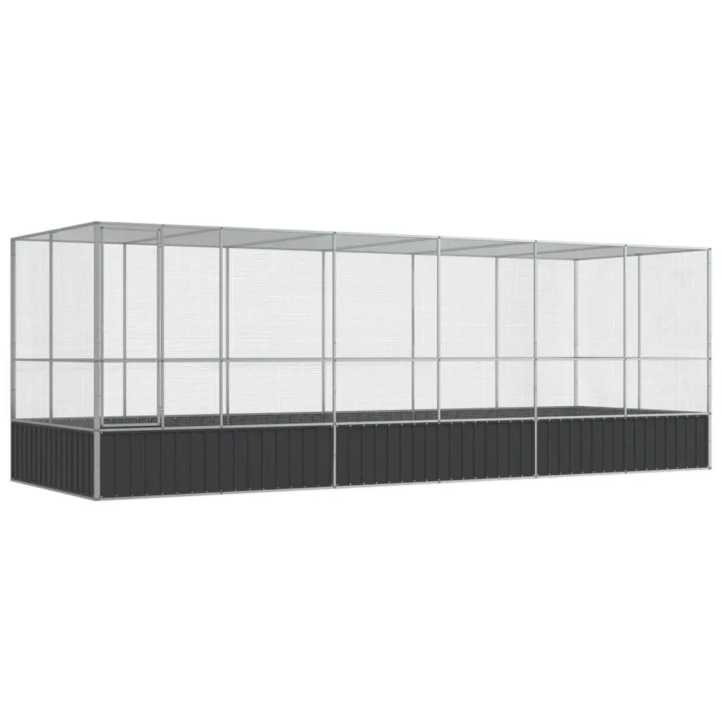 Large Bird Aviary with Extension Silver Steel Mesh Cage 625 x 207 x 212 cm