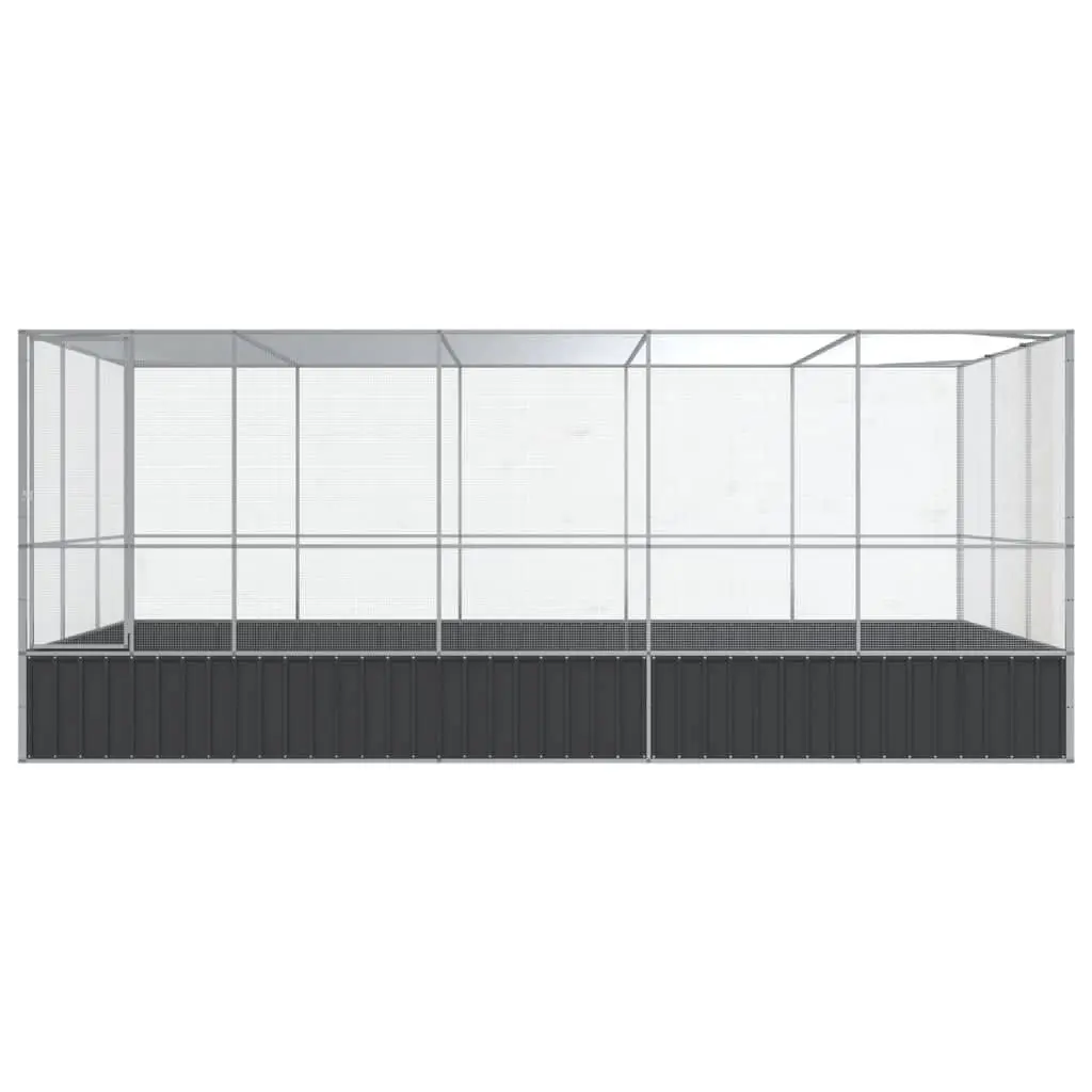 Bird Aviary Large Outdoor Enclosure with Extension Steel Mesh Cage Silver