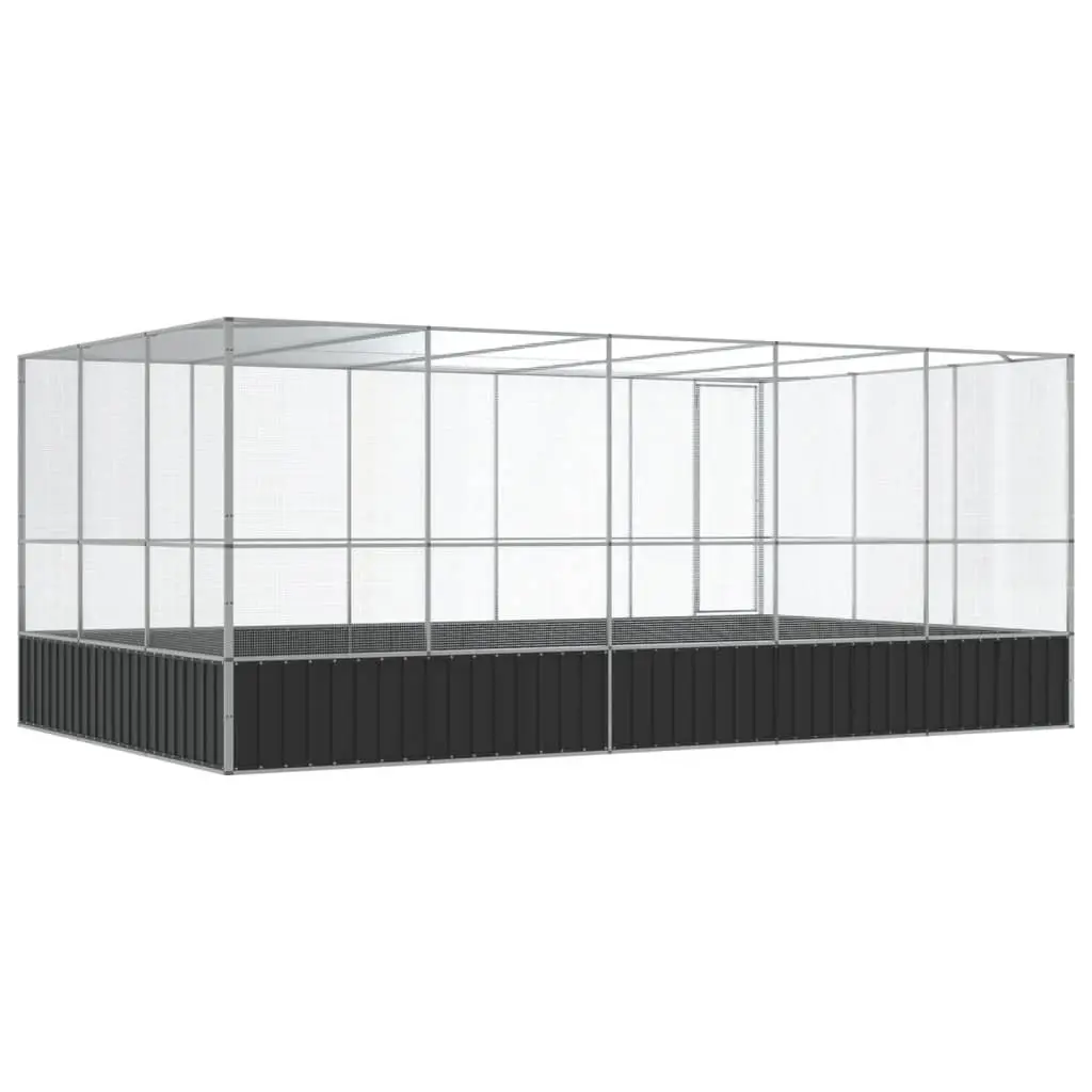 Bird Aviary Large Outdoor Enclosure with Extension Steel Mesh Cage Silver