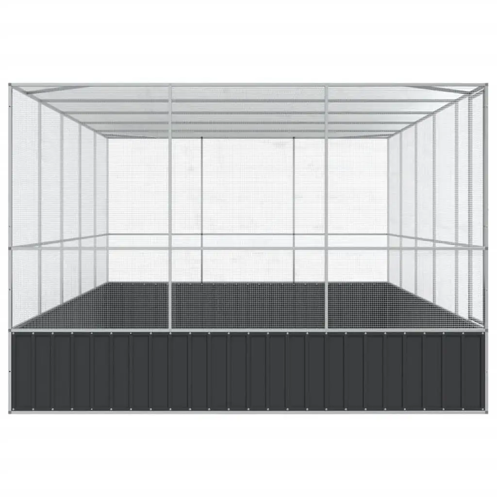 Bird Aviary Large Outdoor Enclosure with Extension Steel Mesh Cage Silver