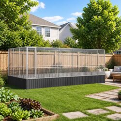 Bird Aviary with Extension Silver Galvanised Steel Mesh Cage Large Outdoor