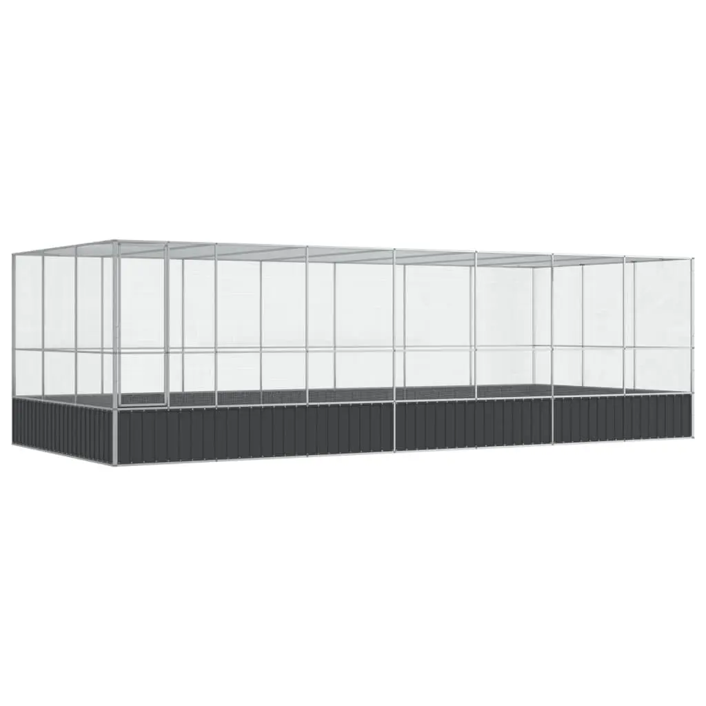 Bird Aviary with Extension Silver Galvanised Steel Mesh Cage Large Outdoor