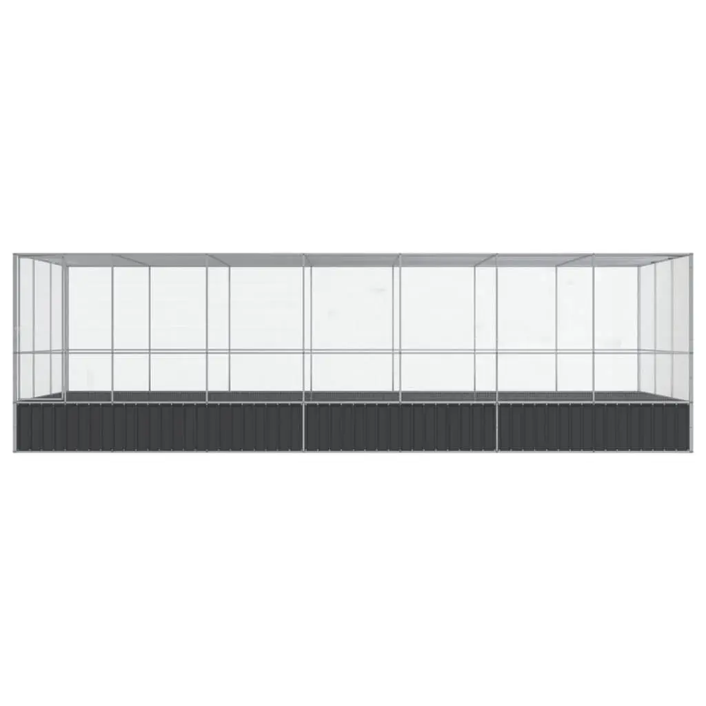 Bird Aviary with Extension Silver Galvanised Steel Mesh Cage Large Outdoor