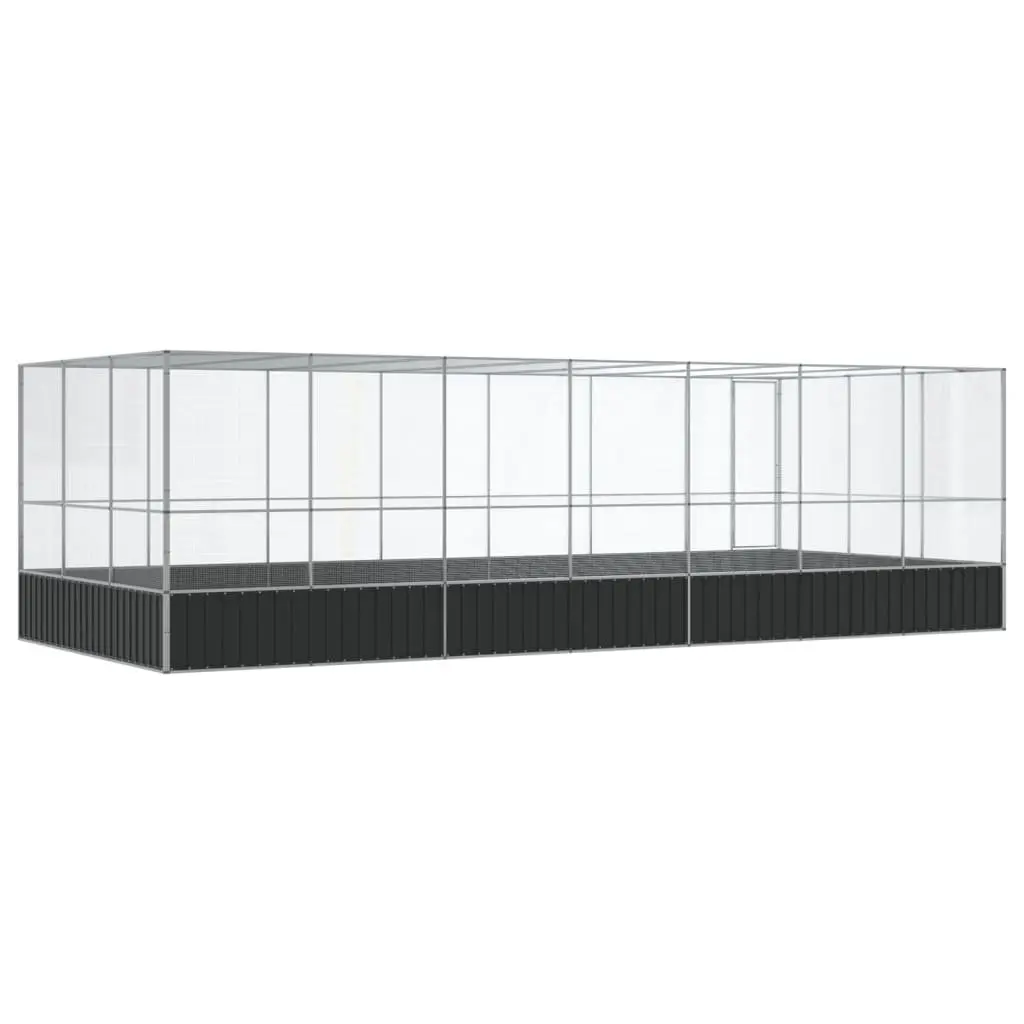 Bird Aviary with Extension Silver Galvanised Steel Mesh Cage Large Outdoor