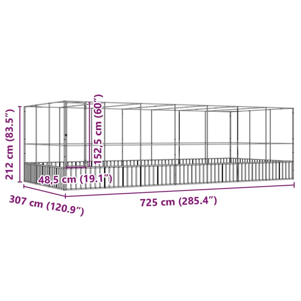 Bird Aviary with Extension Silver Galvanised Steel Mesh Cage Large Outdoor