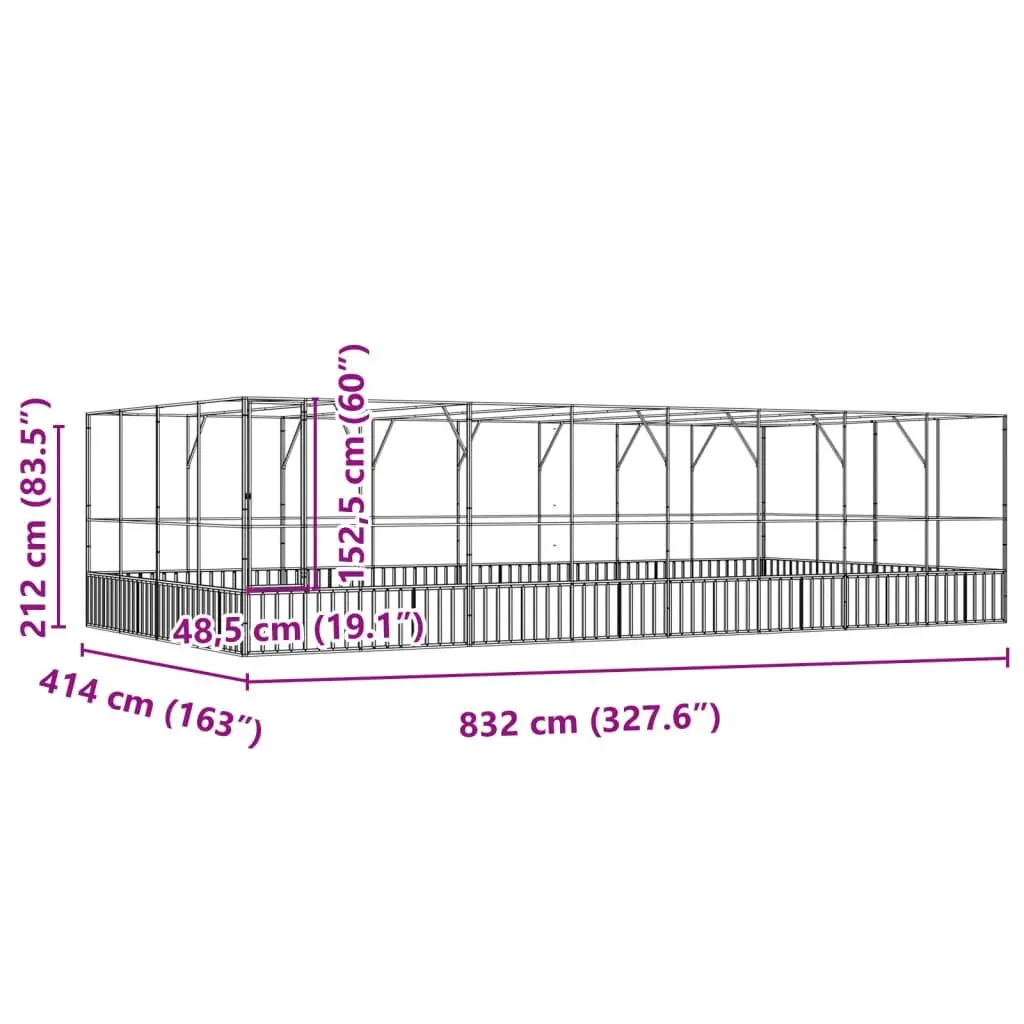 Bird Aviary Large Silver Steel Mesh Outdoor Cage with Extension