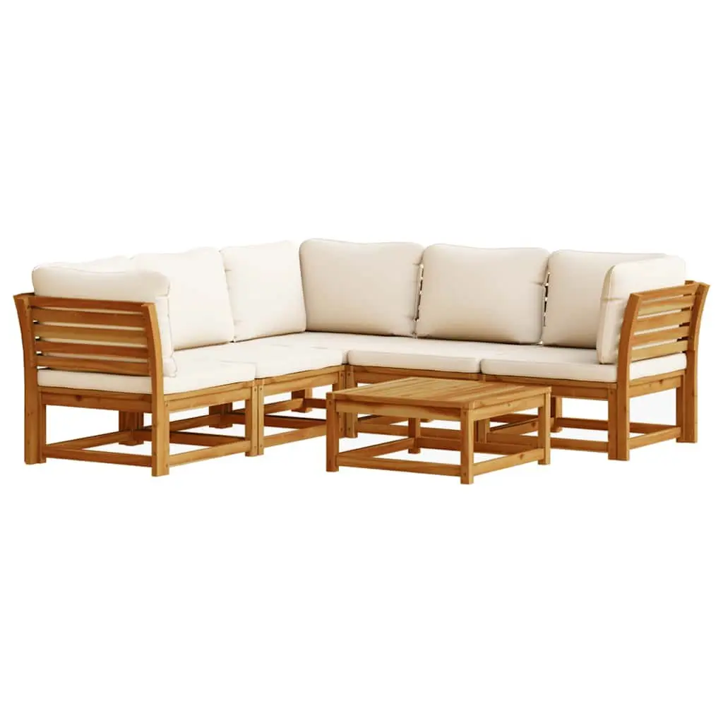 Garden Lounge Set 6 Piece Outdoor Sectional Sofa Modular with Cushions Brown