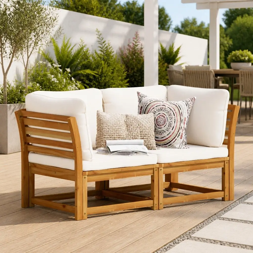 2-Seater Garden Sofa with Cushions