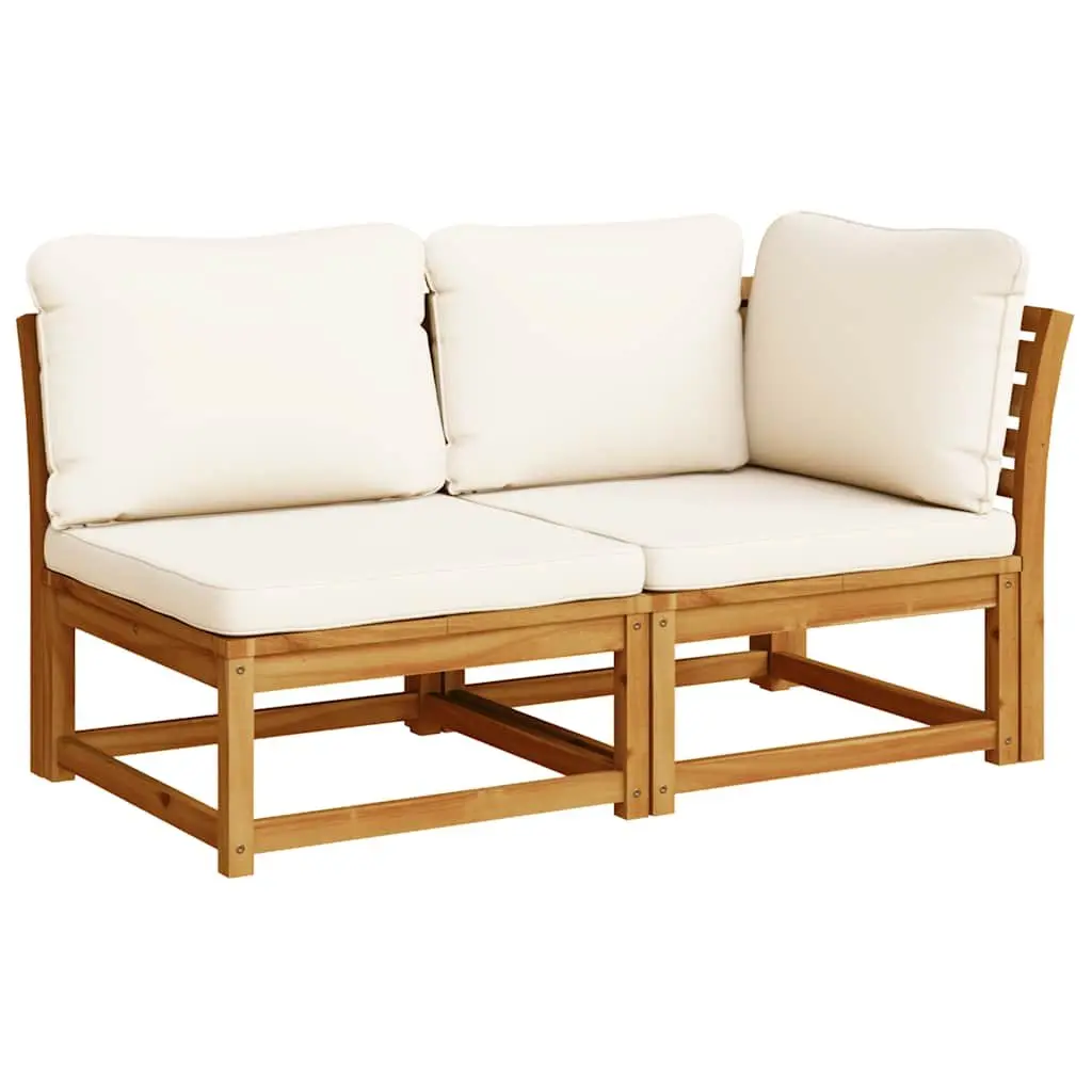 Garden Lounge Set 4 Piece Outdoor Sectional Sofa Acacia Wood Cushions Brown