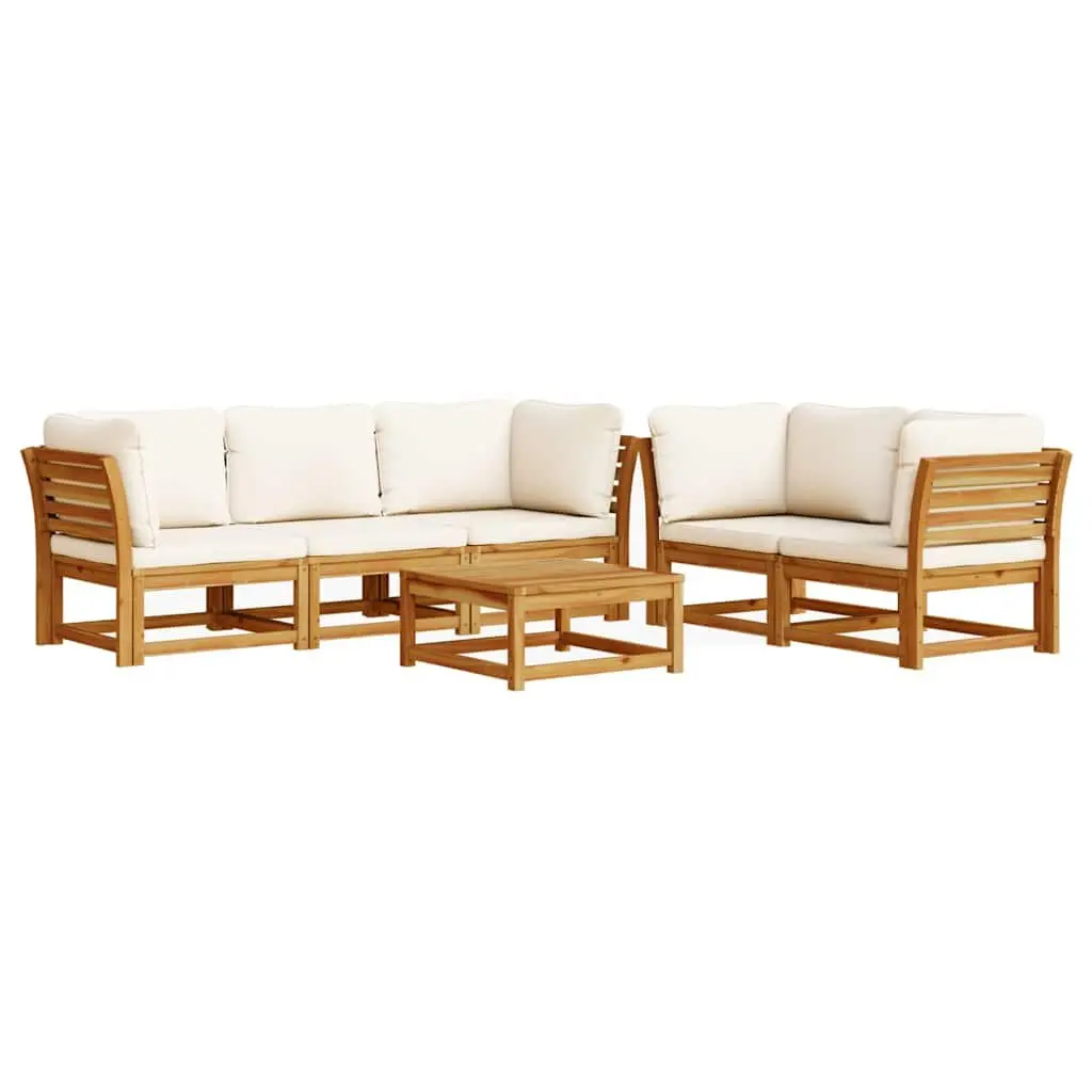 Outdoor Sectional Sofa Lounge Set 6 Piece Garden Furniture with Cushions Wood