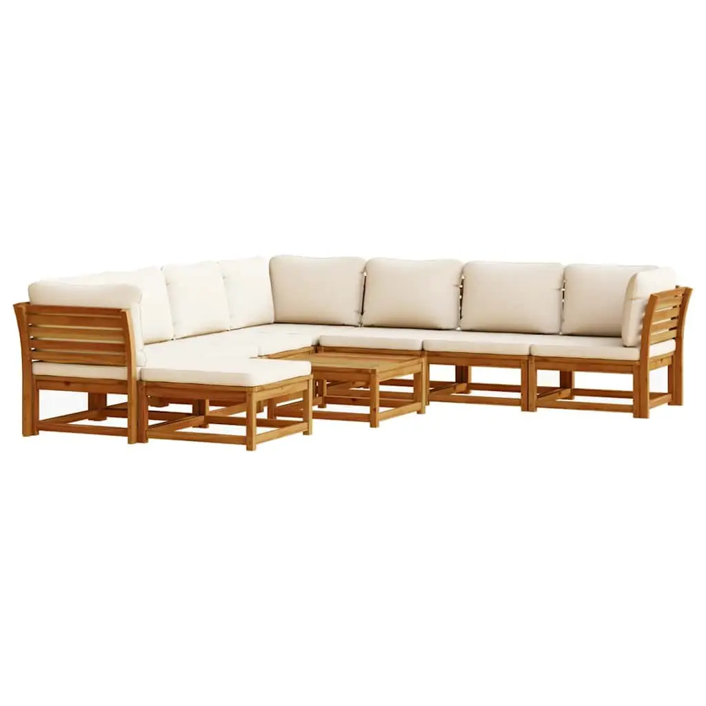 Garden Lounge Set 9 Piece Outdoor Sectional Sofa Modular Brown Cushions