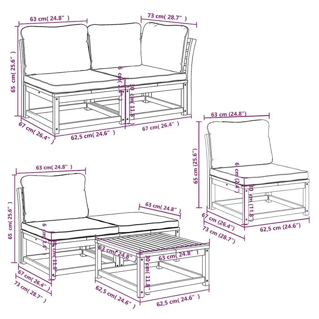 8 Piece Garden Lounge Set with Cushions Outdoor Sofa Set Modular Patio Seating