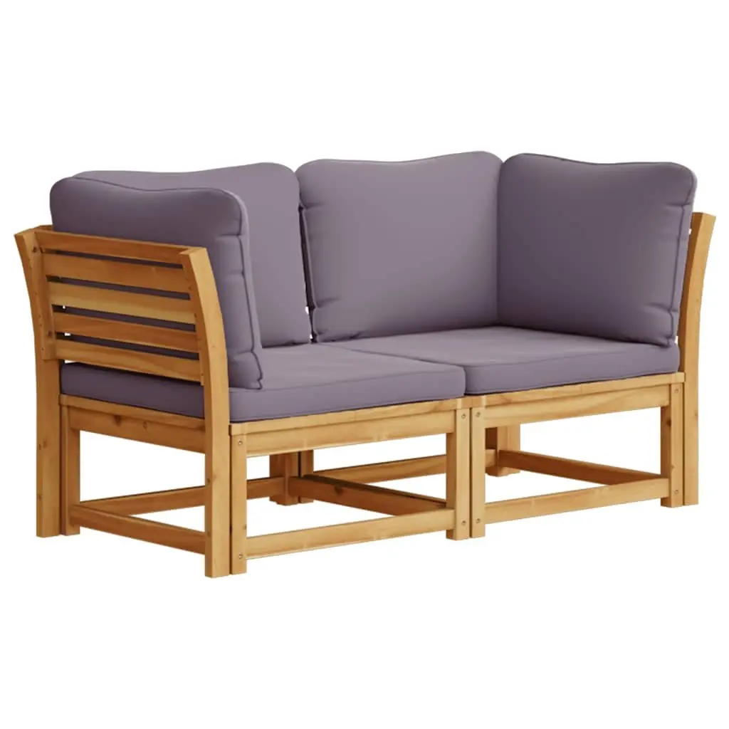Outdoor Sectional Sofa 2-Seater Garden Lounge with Cushions Modular Wood