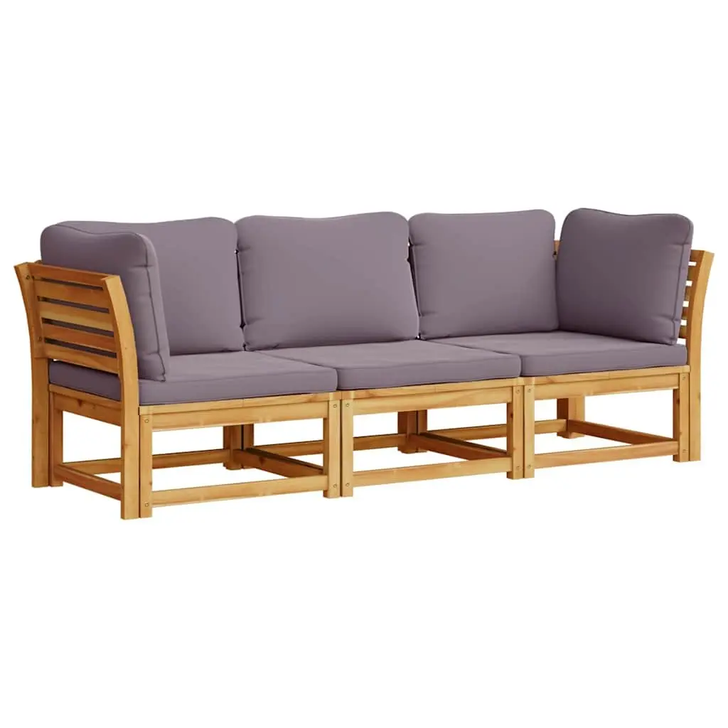 Outdoor Sectional Sofa Lounge Set 3 Piece Garden Furniture with Cushions Brown